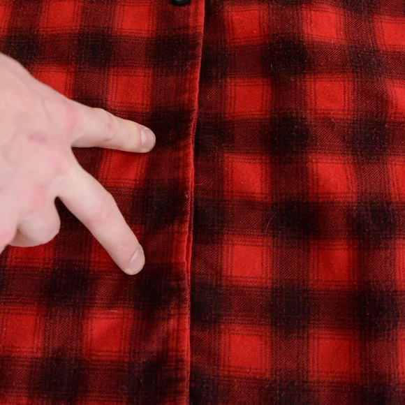 Vintage 70S Red & Black Buffalo Plaid Gorpcore Flannel Lined Button Up Shacket M - Picture 12 of 16